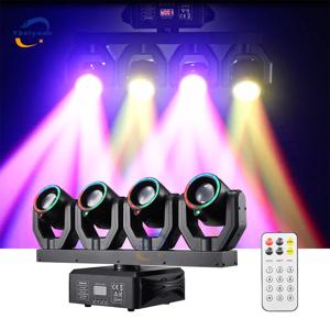 150W 미니 4헤드 무빙 헤드 빔 라이트 (아퍼처 포함) DMX 리모컨 전문 디스코 무대 크리스마스 파티 효과 조명