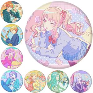 58mm 애니메이션 PJSK 생일 코스프레 의상 배지 핀 SPTE Tinplate 브로치 소품 크리스마스 선물