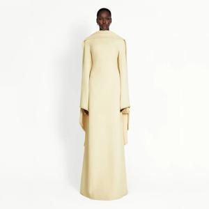 맞춤 제작된 단정한 이브닝 드레스, 진주 장식의 O넥 긴팔 우아한 웨딩 게스트 가운, 여성용 A라인 스카프 정장 파티 드레스