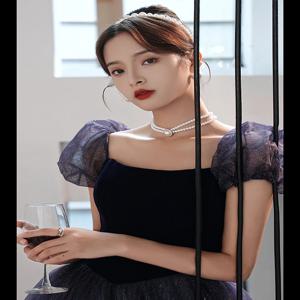 우아한 롱 퍼프 스커트 이브닝 가운 호스티스 드레스 포멀 볼 가운 생일 파티 스커트 우아한 단색 미드 웨이스트 지퍼