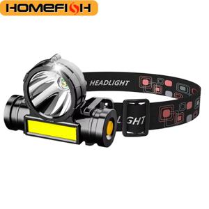 HOMEFISH 강력한 LED 헤드램프 USB 충전식 휴대용 헤드 토치 랜턴 손전등 캠핑 및 낚시용 방수