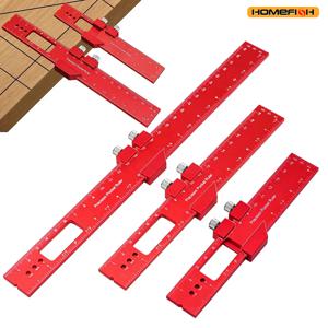 정밀 T형 포켓 눈금자, 슬라이드 스톱 포함, 목공 마킹용 인치/미터법 측정 도구