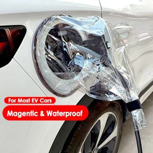 EV 충전기 포트 방수 보호 커버, 자기 전기 자동차 충전기 플러그 커버, 실외 방수 내구성, 투명