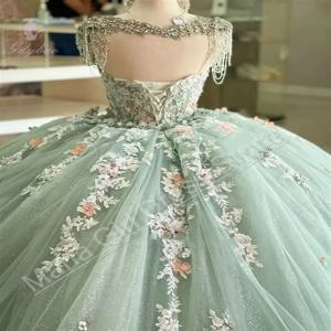 아름다운 꽃의 소녀 드레스 결혼식을위한 솜털 메쉬 페르시 꽃 레이스 아플리케 어린이 미인 대회 가운 사용자 정의
