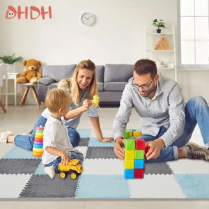 퍼즐 카펫 부드러운 플러시 매트 아기 놀이 매트 아기 장난감 어린이 방 따뜻하게 유지 미끄럼 방지 홈 데코 러그 30*30*1CM