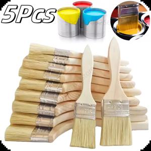 5Pcs 우수한 품질 페인트 브러시 나무/플라스틱 손잡이 바베큐 브러시 부드러운 헤어 브러시 아티스트 그림 브러쉬 가구 페인트 도구