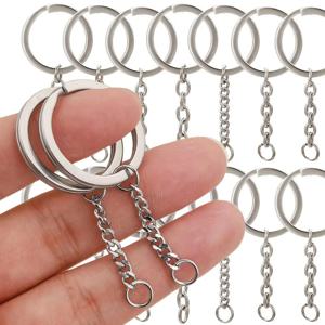 20/50개 실버 컬러 금속 블랭크 키링 키체인 스플릿 링 키홀더 링 DIY 재료 키체인 액세서리 ﻿