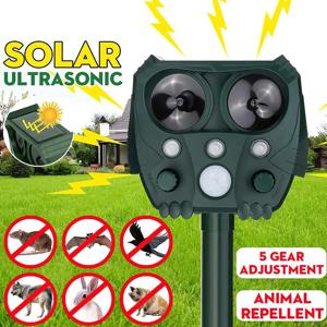 1개 야외 태양광 동물 퇴치기 적외선 유도 초음파 경적 소리 깜박이는 동물 퇴치등