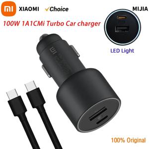 신형 샤오미 차량용 충전기 100W MAX 1A1C 고속 충전 듀얼 포트 USB-A USB-C 스마트 기기 완벽 호환 라이트 효과 디스플레이