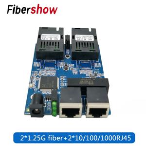 기가비트 이더넷 파이버 스위치 2 RJ45 UTP 2 SC 파이버 광 미디어 컨버터 2SC 2RJ45 이더넷 10/100/1000M PCB