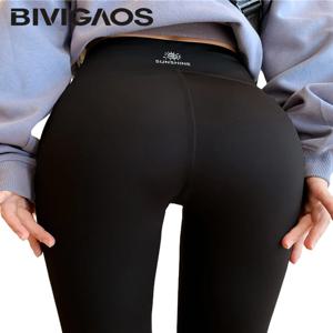 BIVIGAOS 블랙 얇은 상어 가죽 레깅스 여성 썬 프린트 스키니 슬림 섹시한 피트니스 레깅스 캐주얼 패션 스포츠 레깅스 가을