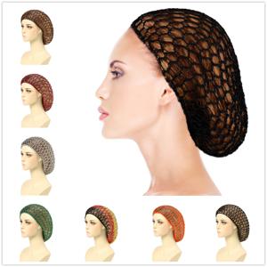 여성용 메쉬 터번 히잡 캡, 헤어 네트, 레이온 니트 스누드, 코바늘 수면 모자, 1 개