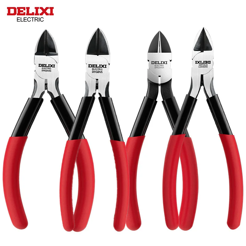 DELIXI ELECTRIC 노즐 플라이어 전자 플라이어 산업용 가위 대각선 플라이어, 금속 와이어 케이블 플라스틱 목재 절단용