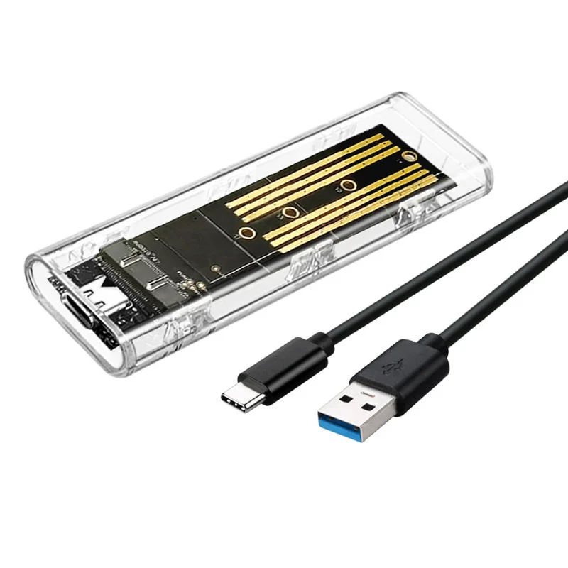 M.2 NVMe PCIe NGFF SATA SSD 케이스 클리어 USB 타입 C 단일 프로토콜 투명 외장 하드 디스크 박스