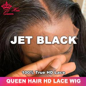Jet Black Color Wig Queen Hair Real HD Lace Wig Raw Human Hair FULL Frontal Closure HD Melt Skin Lace Wig Straight
