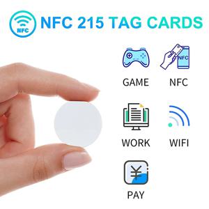 5YOA 라운드 50/100pcs NTAG215 NFC 코인 태그 13.56MHz Ntag215 빈 흰색/검정색 카드 라벨 RFID 초경량 라벨 25mm 직경