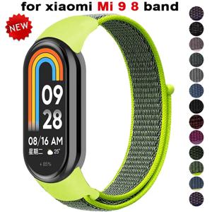 Xiaomi Mi Band 9 8 스트랩 8 용 나일론 루프 Miband 8 팔찌 Correa 용 NFC SmartWatch 손목 밴드 Correa 교체 스포츠 펄스 라