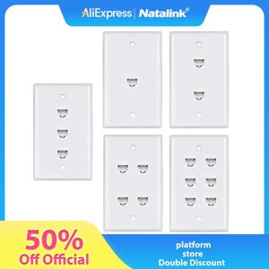 Natalink 1Pack Cat 6 이더넷 월 플레이트, 이더넷 월 플레이트 암-암 탈착식 Cat6/5/5e 이더넷 장치와 호환 가능