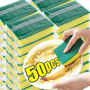 50/2Pcs 주방 식기 세척 부드러운 스폰지 흡수성 깨끗한 문지름 냄비 녹 수색 패드 제거 키트 가정용 청소 브러시 ​​스폰지