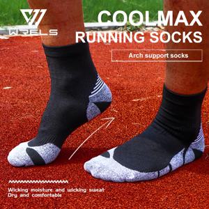 WRELS Coolmax 양말 남성 여성 스포츠 하이킹 사이클링 러닝 패브릭 댐핑 양말 통기성 수분 흡수 야외 스포츠 양말