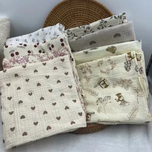 아기 담요 신생아 Swaddle Wrap Muslin Cotton 기저귀 Swaddle 새로 태어난 수건 Crinkle Fabric 유모차 커버 85x65cm