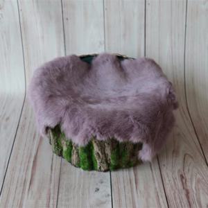 신생아 토끼 모피 담요 아기 바구니 스터퍼 필러, 가짜 원단 레이어 배경, 신생아 사진 소품