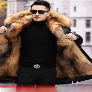 친환경 남성 파카 코트 폭스 퍼 칼라 중간 길이 재킷 탈부착 가능 따뜻한 코튼 아우터 가을 겨울 컬렉션