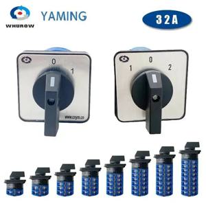 LW26-32A 체인지 오버 캠 로터리 스위치, 1-8 극, 2/3 위치, ON/OFF 실버 접점, 이중 전원 제어