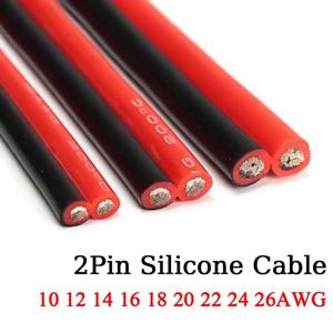 2Pin 실리콘 케이블 10 12 14 16 18 20 22 24 26 AWG 슈퍼 소프트 구리 전선 5m 10m 20m 자동차 배터리 인버터 모터