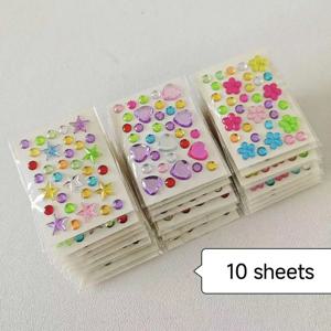10 스타일 도매 다채로운 다이아몬드 미니 스티커 액세서리 DIY 아크릴 입체 장식 어린이 및 학생