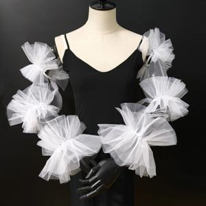 아름다운 메쉬 푹신한 가짜 슬리브 흰색 긴 분리형 얇은 명주 그물 파티 신부 슬리브 과장된 퍼프 슬리브 웨딩 액세서리