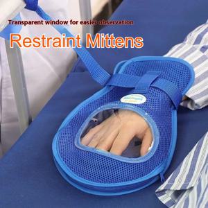 노인 치매 환자를위한 통기성 구속 장갑 부드러운 손목 수갑 안티 스크래치 손목 보호대 침대에 누워있는 안전 Beed 장갑