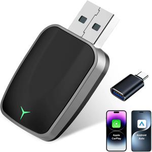 2025 2in1 무선 카플레이&안드로이드 오토 박스 유선 무선 동글 자동 연결 어댑터 블루투스 플러그 앤 플레이 미니 박스