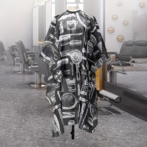 미용용 전문 이발사 케이프 - 세련된 프린트가 있는 방수 및 붙지 않는 파마/염색 턱받이