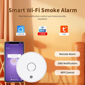 10년 배터리가 포함된 SmartLife 연기 감지기, Tuya App-WiFi 2.4GHz, 10년 화재 경보기/연기 경보기, CE/UKCA 승인, VS02W
