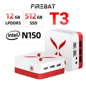 12GB DDR5 512GB SSD 미니 PC, FIREBAT T3 인텔 N150 윈도우 11 프로, 듀얼 스크린 HDMI/DP, Wi-Fi 5 BT4.2, 가정용 미니 컴퓨터