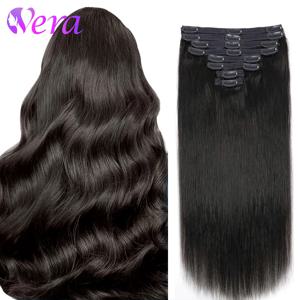 클립 인 스트레이트 심리스 브라질리언 인모 헤어 익스텐션 10A 브라질리언 버진 인모 8개 클립 인 익스텐션 120G/팩