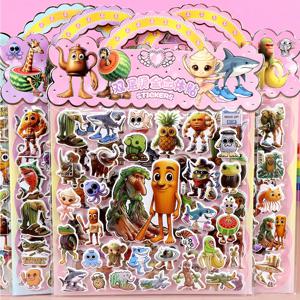 재미 있은 이탈리아 Brainrot 만화 더블 레이어 3D 버블 스티커 DIY 노트북 전화 귀여운 Tung Tung Tung Sahur 스티커 장난감