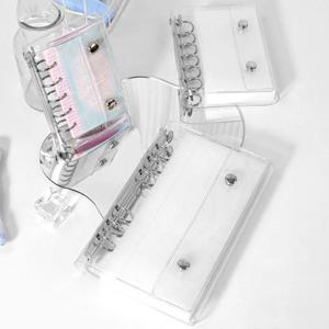 6링 PVC 바인더 커버, 투명 A6/A7 노트북 클로저, 루즈리프 폴더, 포토카드, 스크랩북, 사진 문서, 예산 정리용