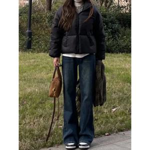 캐주얼 청바지 스트레이트 레그 여성 가을 겨울 빈티지 루즈 레트로 아메리칸 스타일 스트리트웨어 시크 와이드 레그 팬츠 여성 바지