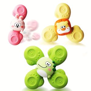 3개입 흡착식 회전 장난감, 아기용 흡착 스피너 장난감, 유아용 식탁의자 트레이, 욕조, 테이블에 부착하는 흡착 장난감