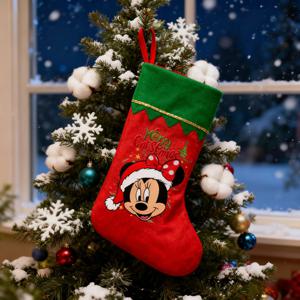 미키 마우스 크리스마스 양말 어린이 디즈니 미니 귀여운 선물 가방 크리스마스 트리 양말 펜던트 장식품 홈 데코 어린이 선물