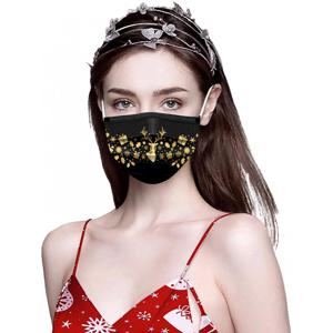 50pcs 성인 일회용 크리스마스 눈송이 인쇄 마스크 골드 크리스마스 마스크 메리 크리스마스 파티 장식 마스크