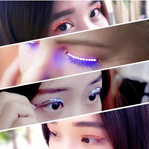 LED 속눈썹 아이라이너 라이트업 가짜 속눈썹 쌍꺼풀 스티커 얼굴 발광 스티커 파티 클럽 레이브 콘서트 페스티벌 메이크업