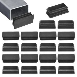 직사각형 플라스틱 플러그 튜빙 엔드 캡 블랙 직사각형 플러그 튜빙 포스트 엔드 캡 튜빙 의자 글라이드 인서트 10mm에서 60mm