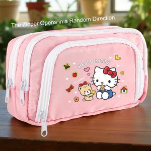헬로 키티 더블 레이어 연필 케이스 대용량 문구 가방 지퍼 주최자 학교 용품 소녀 소년 청소년을위한 선물