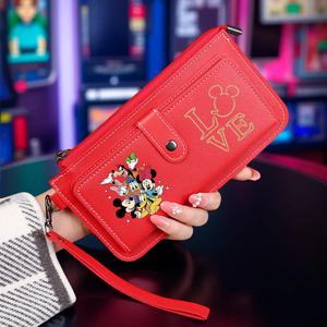 손목 스트랩이 있는 미니 장지갑 1개, 카드 슬롯, 지퍼 잠금 장치, 동전 주머니, 일상 사용, 여행, 쇼핑을 위한 만화 프린트 디자인