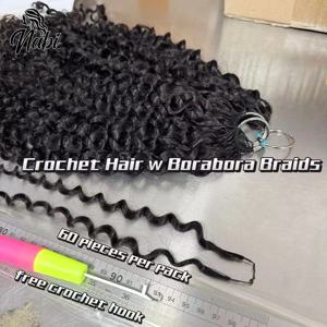 나비 미라클 노츠 크로셰 인모 브레이딩 프리세퍼레이티드 14-18인치 100% 인모 킹키 제리 컬리 인모 여성용