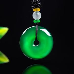 천연 옥, 풀 그린 옥, 두꺼운 평화 버튼, 펜던트, 정교한 걸이 장식, 남녀 모두에게 적합29.6*7.5