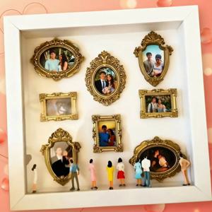 2026 발렌타인데이 & 웨딩 선물 DIY 미니 박물관 금색 프레임 섀도우 박스 미니 피규어 메모리 보존